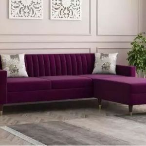 Modern Wooden 7 Seater Velvet Sofa Set