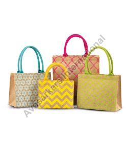 Geometric Pattern Natural Jute Gift Bags