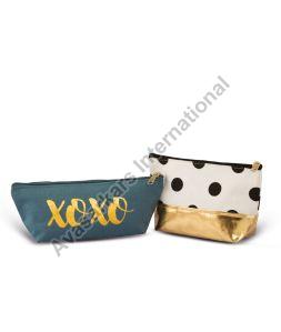 Shining Gold Dyed Canvas Cosmetic Bag
