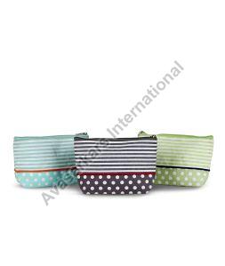 Stripes and Polka Dyed Canvas Cosmetic Bag