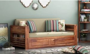 Three Seater Wooden Sofa Cum Bed