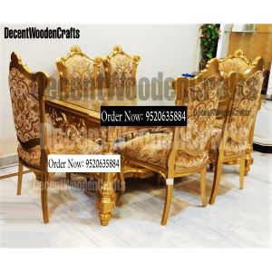 Classic Wooden Handmade Premium Dining Table And Chair Set