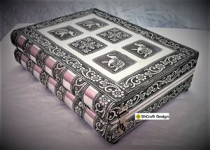White Metal Bangle Box - Velvet Box - Jewelry Box - Handicraft Box - Elephant Design
