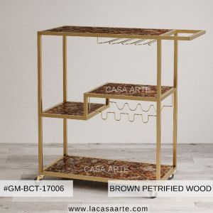 Brown Petrified Wood Bar Cart