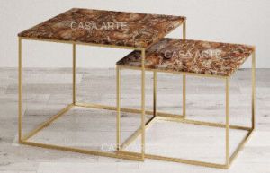 Brown Petrified Wood Nested Coffee Table