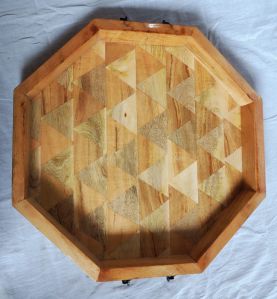 15x15x1.5  Hexagon Wooden Serving Tray
