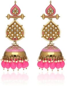 BGW60 Mehendi Finish Meenakari Jhumka Earrings, Occasion : Party Wear