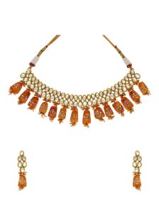 CNB9333 Gold Finish Kundan Necklace Set