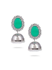 CNB618 Rhodium Finish Reverse AD Jhumka Earrings