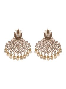 CNB21797 Rose Gold Finish Reverse AD Long Earrings