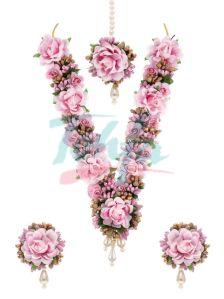 CNB18985 Pink Floral Necklace Set