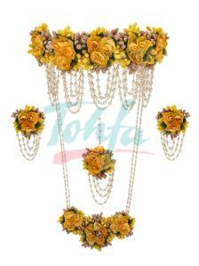 CNB19181 Gold Finish Floral Bridal Necklace Set