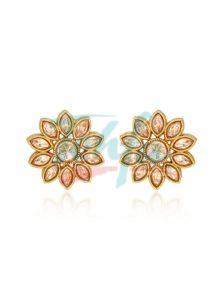 CNB35326 Gold Finish Reverse AD Tops Earrings