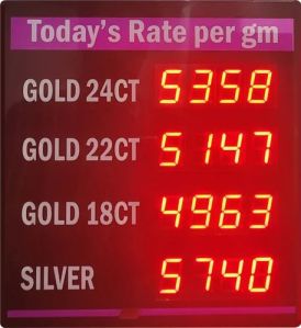 10" x 9" x 2" Gold Silver Rate Display Board