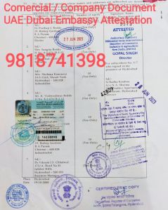 certificate commercial documents embassy attestation