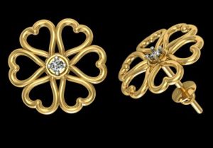 Floral Design Diamond Earring