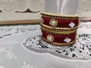 Silk Thread Maroon Bangle Set