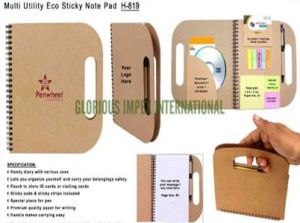 Spiral Multi-Utility Eco Sticky Notepad With Pen