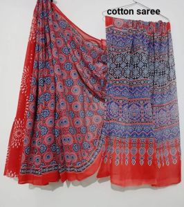 cotton hand block printed saree