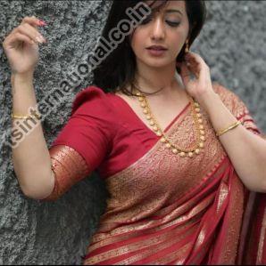 Red Banarasi Pure Handloom Khaddi Georgette Silk Antique Zari Weaved Saree