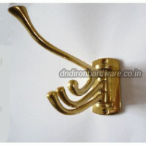 Polished Brass 3-Prong Swivel Coat Hook