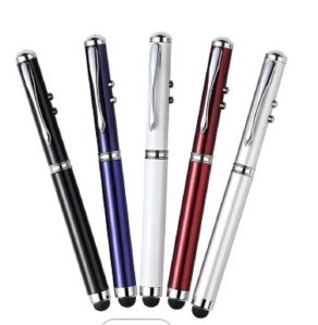 4 in 1 Pen with LED Torch Light Red Laser Pointer Screen Touch Head and Ball Pen