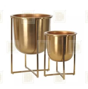 Gold Planter with Stand Set of 2