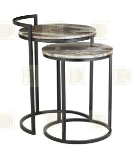 Stainless Steel Round Nesting Table Set of 2
