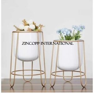 Zincopp Planter Pot With Stand Set of 2