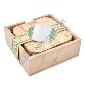 Pine wood coaster box set