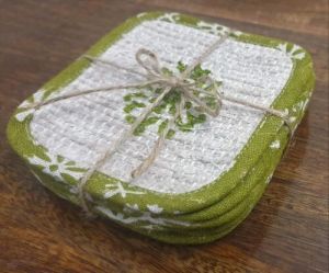Upcycled Linen Fabric Coaster Set