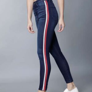 Plain Cotton Ladies Striped Jeans, Age Group : 15-48