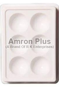 White Amron Plus 6 Cavities Facial Tray, For Cosmetics Use, Shape : Square