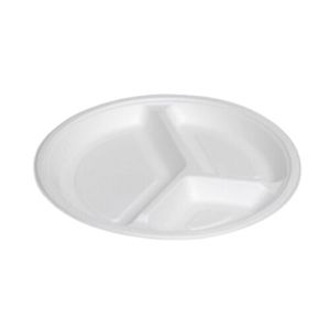 10 Inch White 3CP Round Bagasse Plate