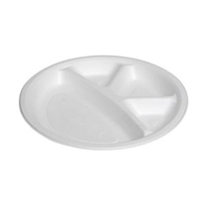 11 Inch White 4CP Round Bagasse Plate