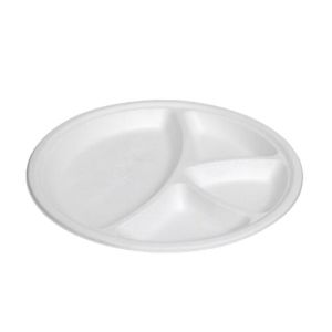 12 Inch White 4CP Round Bagasse Plate