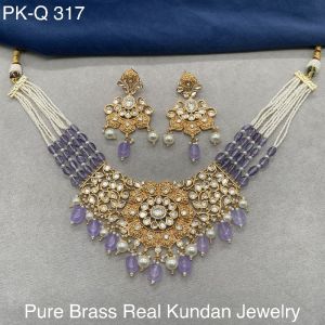 Pure Brass Real Kundan Beaded Choker