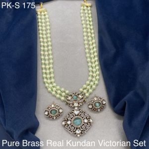 Pure Brass Real Kundan Victorian Long Set