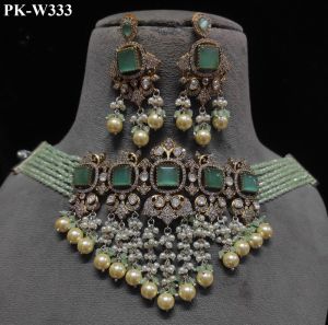 Pure Brass Real Kundan Victorian Plated Choker Set