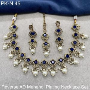 Revrse AD Mehndi Plating Necklace Set