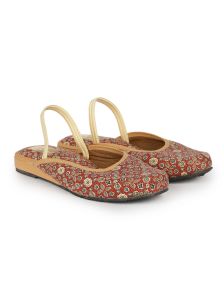 The Desi Dulhan Women Brown Multi Ethnic Synthetic Flat Mules with PVC Sole