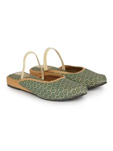 The Desi Dulhan Women Green Ethnic Synthetic Flat Mules with PVC Sole