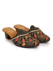 The Desi Dulhan Women Multi Embellished Heel Mules with Resin Sole