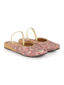 The Desi Dulhan Women Pink Multi Ethnic Synthetic Flat Mules with PVC Sole