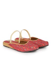 The Desi Dulhan Women Red Ethnic Synthetic Flat Mules with PVC Sole