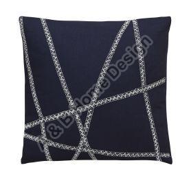 Hand Embroidered Navy Blue Cushion Cover