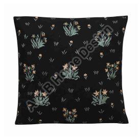 Manual  Embroidered Black Square Cushion Cover