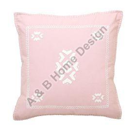 Manual  Embroidered Pink Cushion Cover