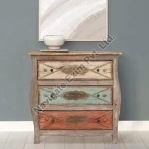 Retro Solid Wood Curved Dresser With 3 Drawers Dresser
