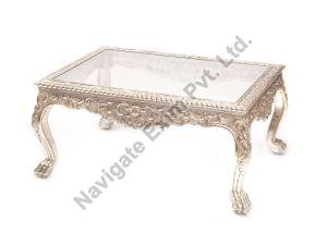Silver Coated Centre Table with Mirror Top